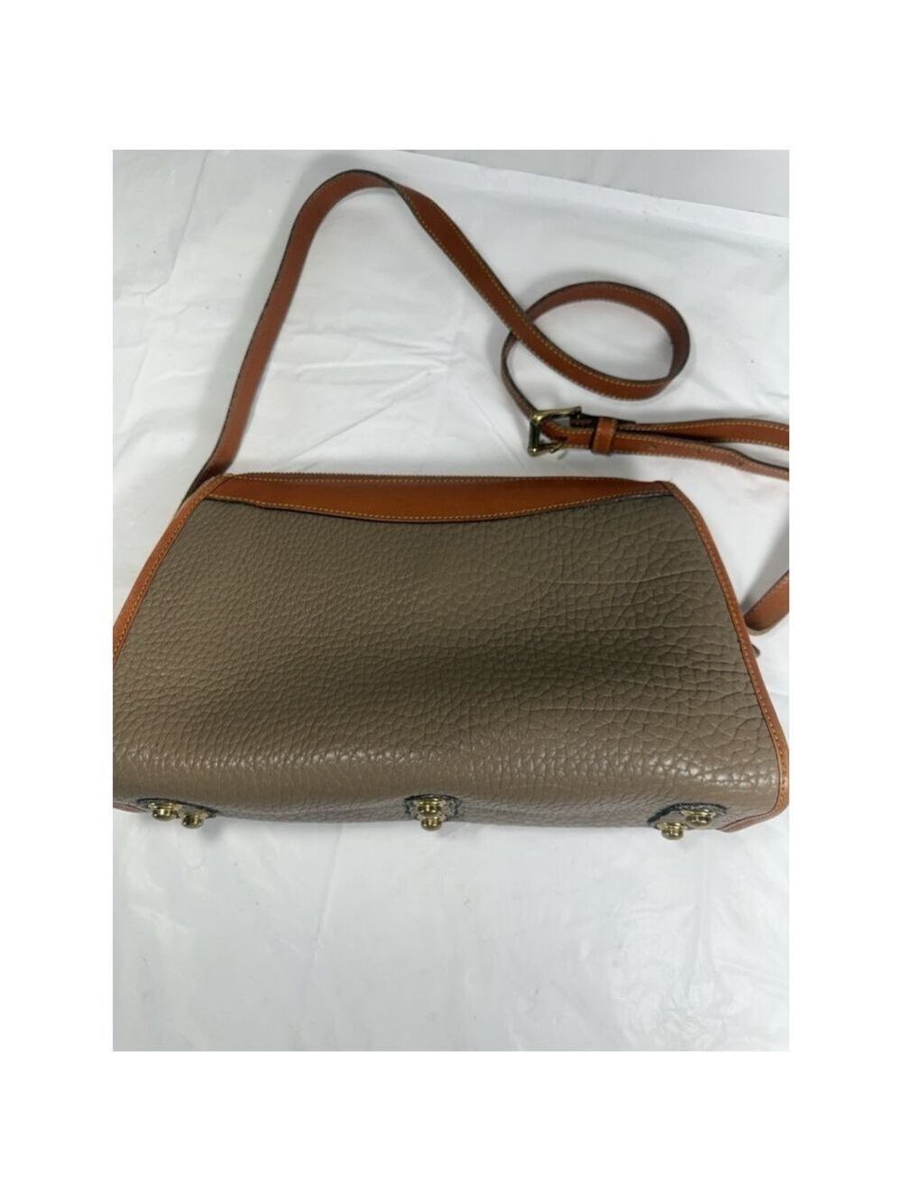 VTG Dooney & Bourke All Weather Leather Taupe Zip top Crossbody Bag Purse - Picture 7 of 15